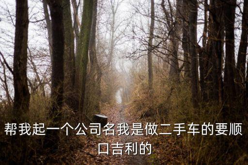 帮我起一个公司名我是做二手车的要顺口吉利的