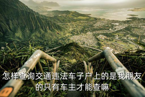 车主不是我怎么查违章，怎样查询交通违法车子户上的是我朋友的只有车主才能查嘛