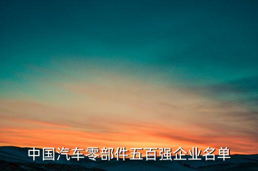 中国汽车零部件五百强企业名单
