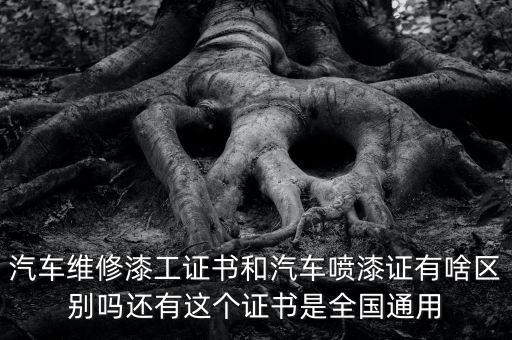 汽车维修漆工证书和汽车喷漆证有啥区别吗还有这个证书是全国通用