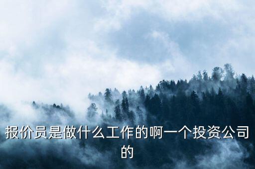 汽车配件报价员是做什么的，报价员是做什么工作的啊一个投资公司的