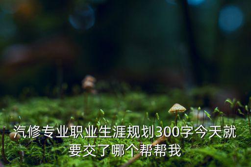 汽修专业职业生涯规划300字今天就要交了哪个帮帮我