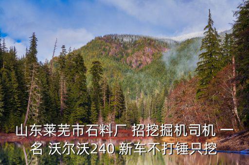 沃尔沃配件有限公司招聘，山东莱芜市石料厂 招挖掘机司机 一名 沃尔沃240 新车不打锤只挖