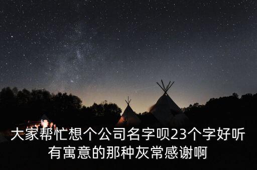 大家帮忙想个公司名字呗23个字好听有寓意的那种灰常感谢啊