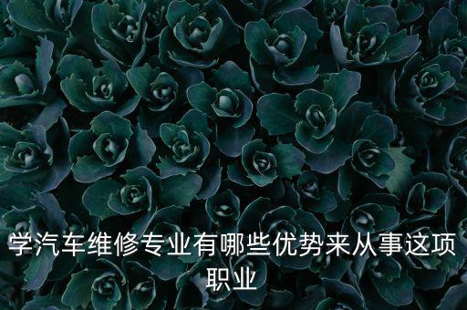 学汽车维修专业有哪些优势来从事这项职业