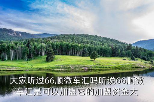 大家听过66顺微车汇吗听说66顺微车汇是可以加盟它的加盟资金大