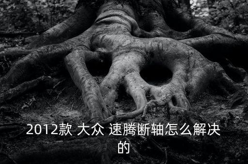 2012款 大众 速腾断轴怎么解决的