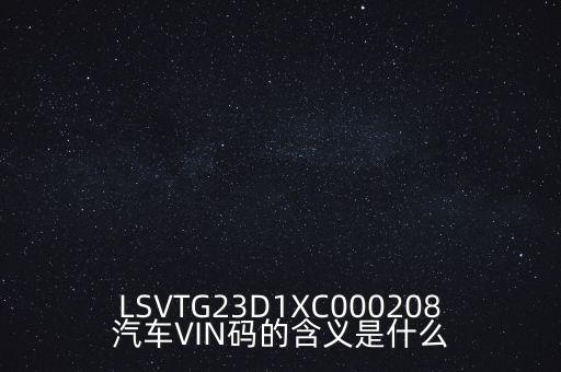 LSVTG23D1XC000208汽车VIN码的含义是什么