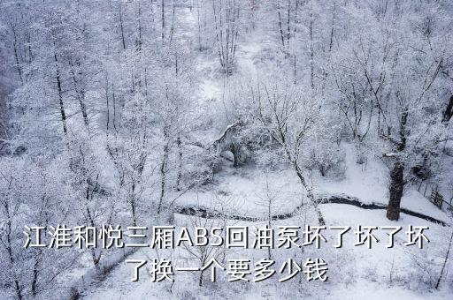江淮和悦三厢ABS回油泵坏了坏了坏了换一个要多少钱