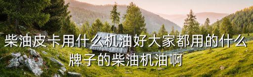 柴油皮卡用什么机油好大家都用的什么牌子的柴油机油啊