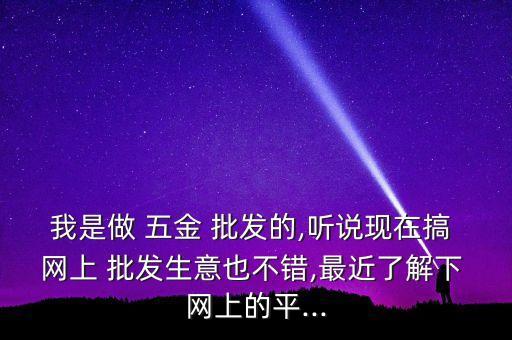 我是做 五金 批发的,听说现在搞 网上 批发生意也不错,最近了解下 网上的平...