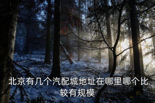 北京的汽车配件城哪有,北京汽车配件城在什么地方