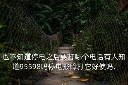 也不知道停电之后要打哪个电话有人知道95598吗停电报障打它好使吗...