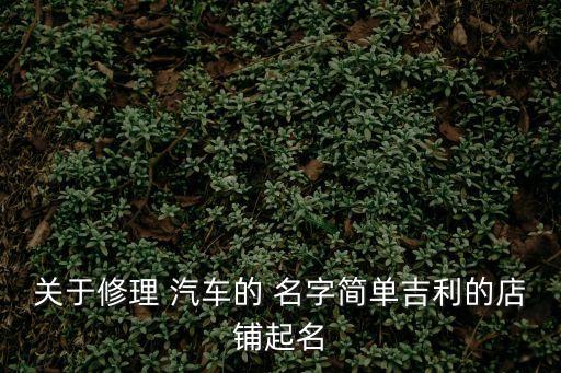 关于修理 汽车的 名字简单吉利的店铺起名