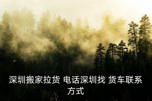 深圳搬家拉货 电话深圳找 货车联系方式