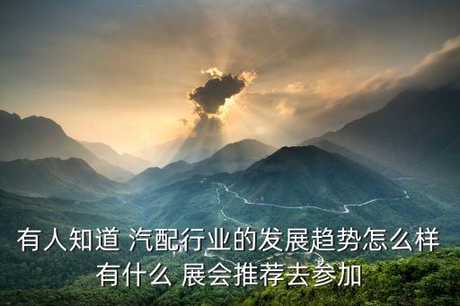 有人知道 汽配行业的发展趋势怎么样有什么 展会推荐去参加