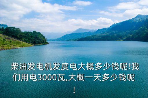  柴油发电机发度电大概多少钱呢!我们用电3000瓦,大概一天多少钱呢!