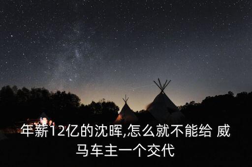 年薪12亿的沈晖,怎么就不能给 威马车主一个交代