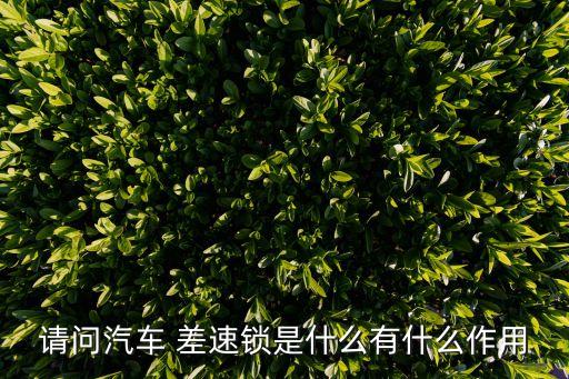 请问汽车 差速锁是什么有什么作用