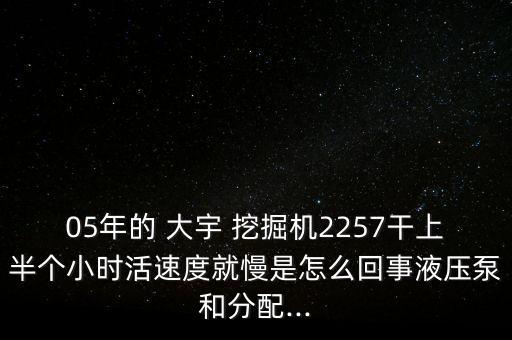 05年的 大宇 挖掘机2257干上半个小时活速度就慢是怎么回事液压泵和分配...