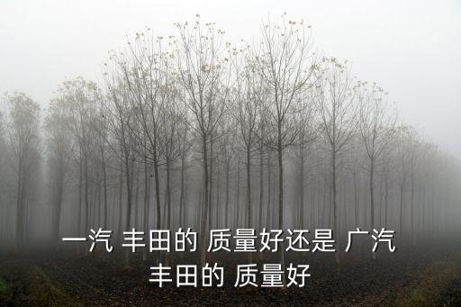 广汽丰田和一汽丰田哪个质量好