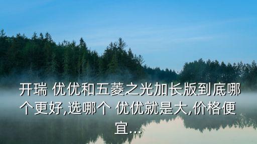  开瑞 优优和五菱之光加长版到底哪个更好,选哪个 优优就是大,价格便宜...