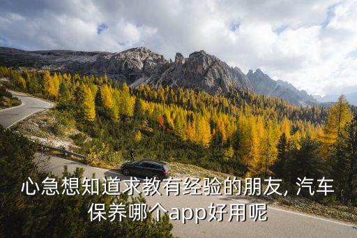 心急想知道求教有经验的朋友, 汽车保养哪个app好用呢