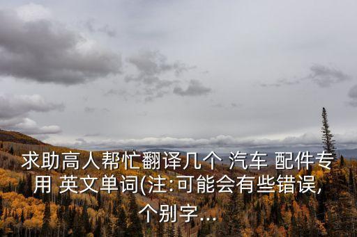 求助高人帮忙翻译几个 汽车 配件专用 英文单词(注:可能会有些错误,个别字...