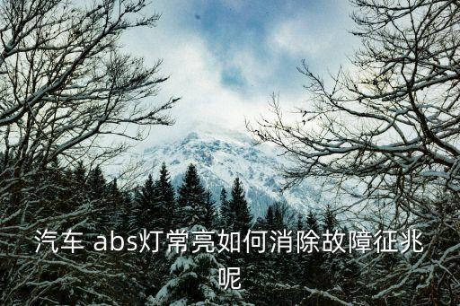 汽车 abs灯常亮如何消除故障征兆呢