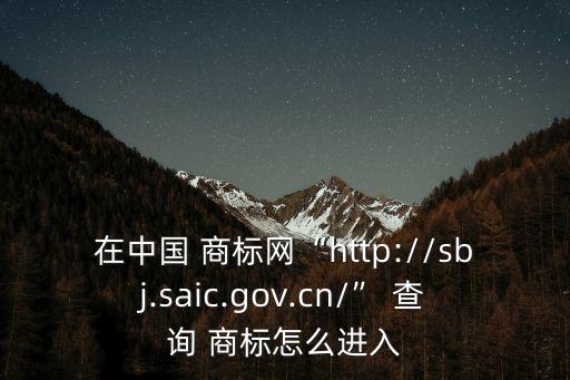 在中国 商标网“http://sbj.saic.gov.cn/” 查询 商标怎么进入