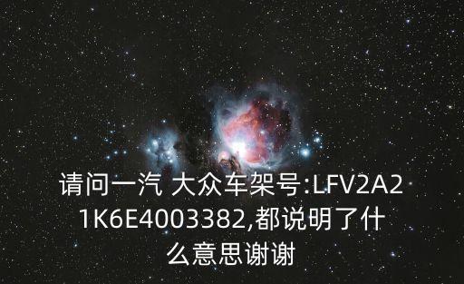 请问一汽 大众车架号:LFV2A21K6E4003382,都说明了什么意思谢谢