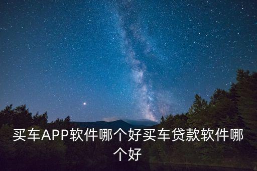 买车APP软件哪个好买车贷款软件哪个好