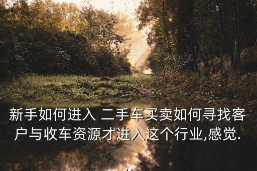 新手如何进入 二手车买卖如何寻找客户与收车资源才进入这个行业,感觉...