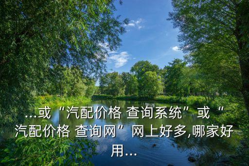 ...或“汽配价格 查询系统”或“汽配价格 查询网”网上好多,哪家好用...