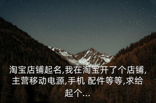 淘宝店铺起名,我在淘宝开了个店铺,主营移动电源,手机 配件等等,求给起个...