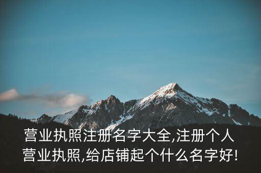 个体户营业执照起名