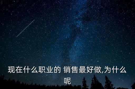 现在什么职业的 销售最好做,为什么呢