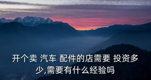 汽车配件投资