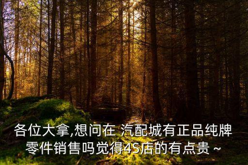 各位大拿,想问在 汽配城有正品纯牌零件销售吗觉得4S店的有点贵～