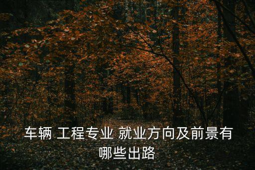  车辆 工程专业 就业方向及前景有哪些出路