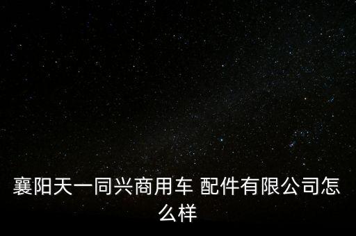 襄阳天一同兴商用车 配件有限公司怎么样