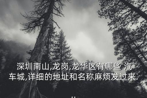  深圳南山,龙岗,龙华区有哪些 汽车城,详细的地址和名称麻烦发过来...