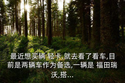 最近想买辆 轻卡,就去看了看车,目前是两辆车作为备选,一辆是 福田瑞沃,搭...