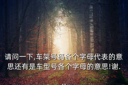 请问一下,车架号码各个字母代表的意思还有是车型号各个字母的意思!谢...