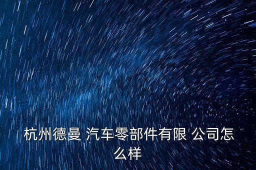 杭州德曼 汽车零部件有限 公司怎么样