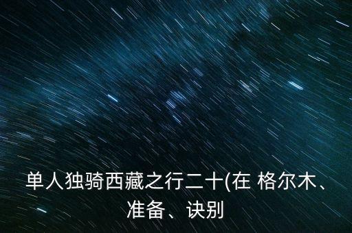 单人独骑西藏之行二十(在 格尔木、准备、诀别