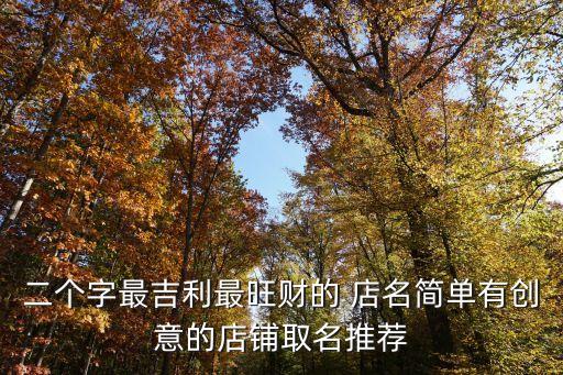 二个字最吉利最旺财的 店名简单有创意的店铺取名推荐