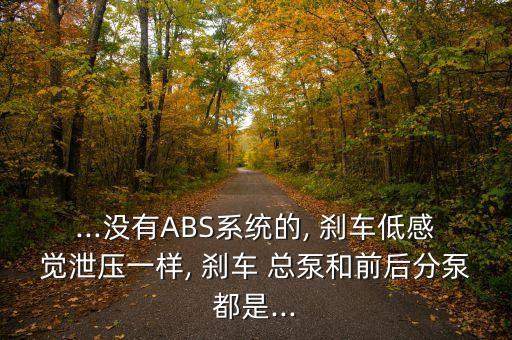 ...没有ABS系统的, 刹车低感觉泄压一样, 刹车 总泵和前后分泵都是...