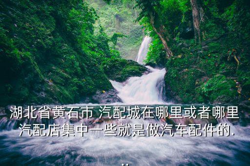 湖北省黄石市 汽配城在哪里或者哪里 汽配店集中一些就是做汽车配件的...