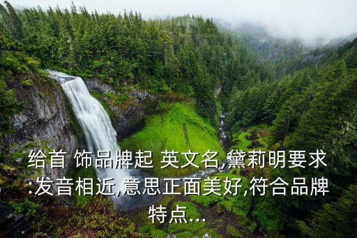 给首 饰品牌起 英文名,黛莉明要求:发音相近,意思正面美好,符合品牌特点...